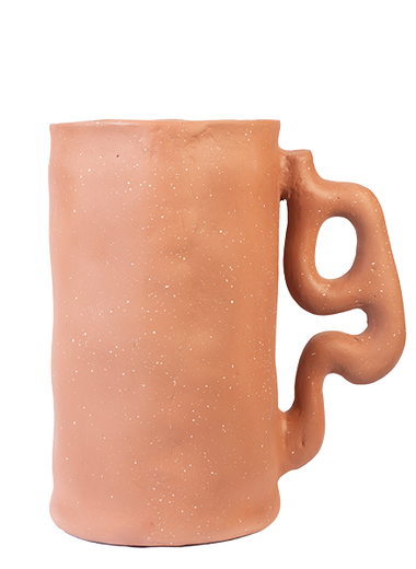 TALL GLASS TERRACOTTA AFRICAN THEME VASE